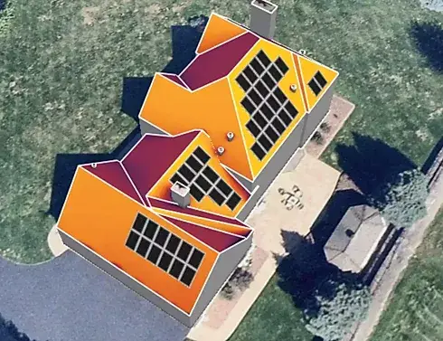 Solar panel roof layout design by Premier Improvements Solar for residential solar installation in Connecticut.
