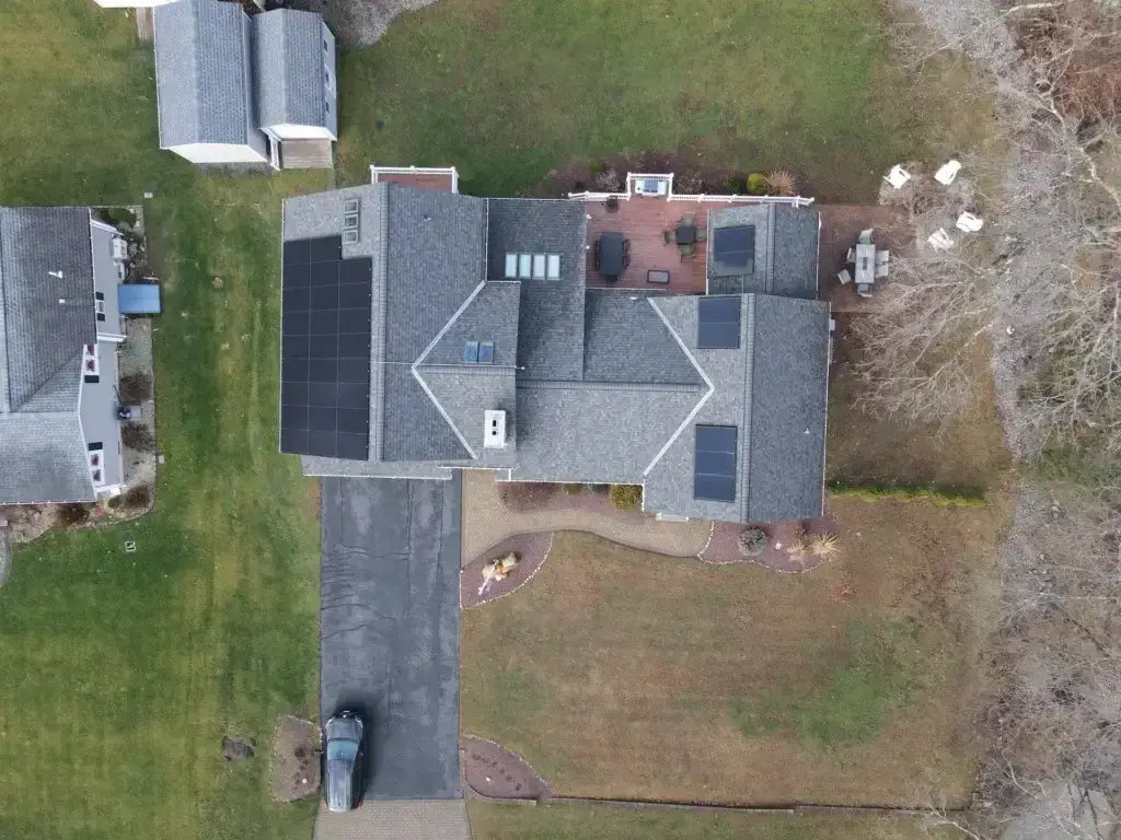 New roof and solar panel installation in Branford, CT.
