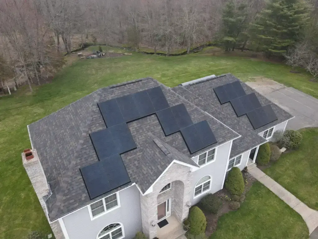 Residential solar panel installation in East Granby, Connecticut.