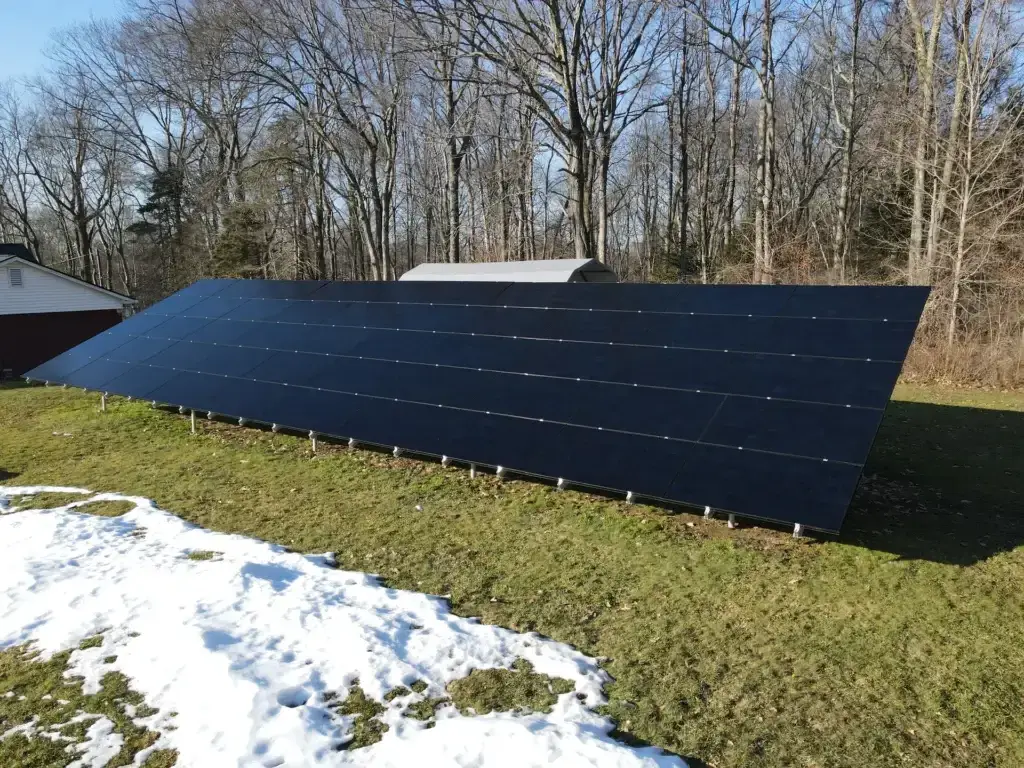 Ground-mounted solar system in Burlington, CT, optimized for energy efficiency.