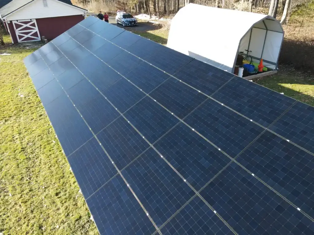Ground-mounted solar system in Burlington, CT, optimized for energy efficiency.