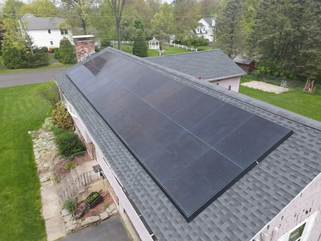 Residential solar panel installation in South Windsor, CT.