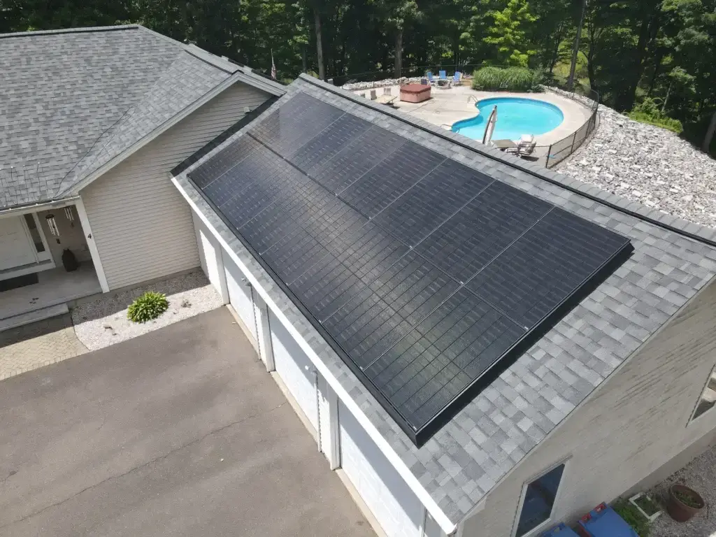 New roof and solar installation in Portland, CT.