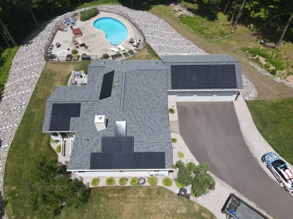 Portland, Connecticut new roof and solar installation for homes.
