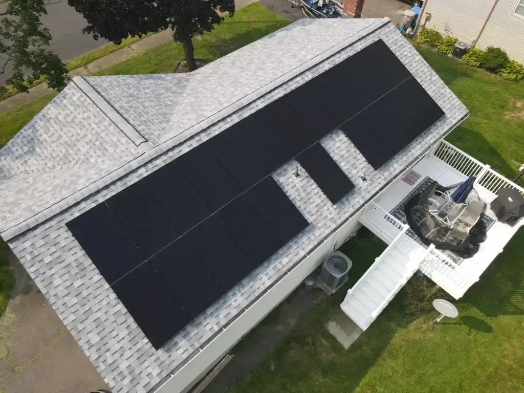 Roof and solar installation in Bristol, Connecticut.