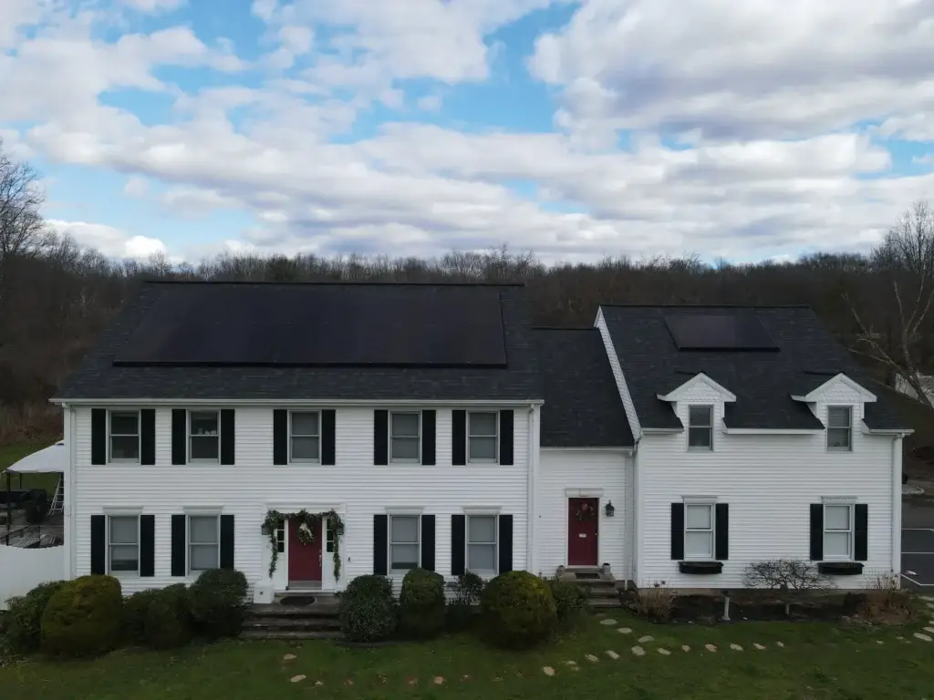 New roof and solar panel installation in Middlefield, CT.