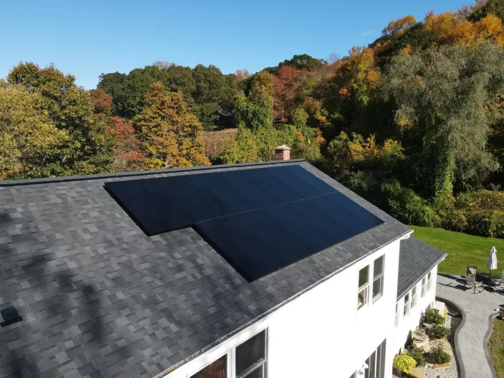 Residential solar panel installation in Ledyard, Connecticut.