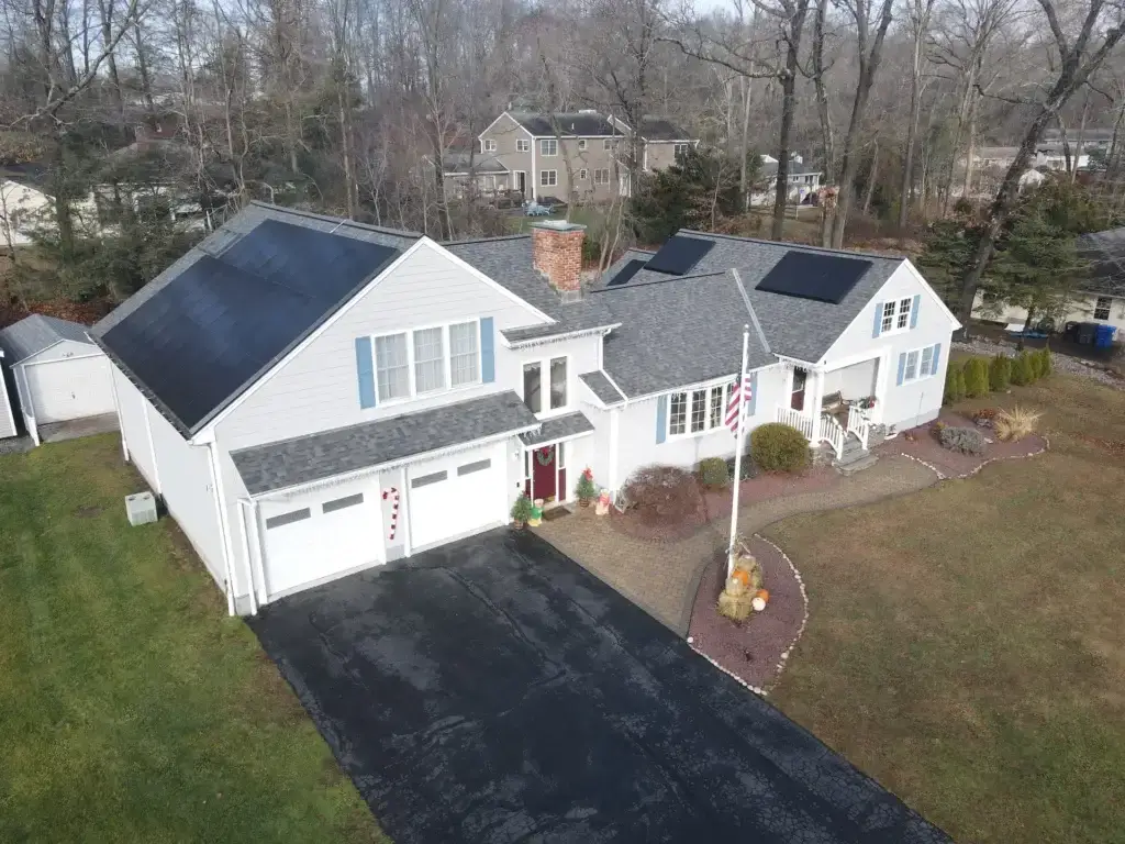 New roof and solar panel installation in Branford, CT.