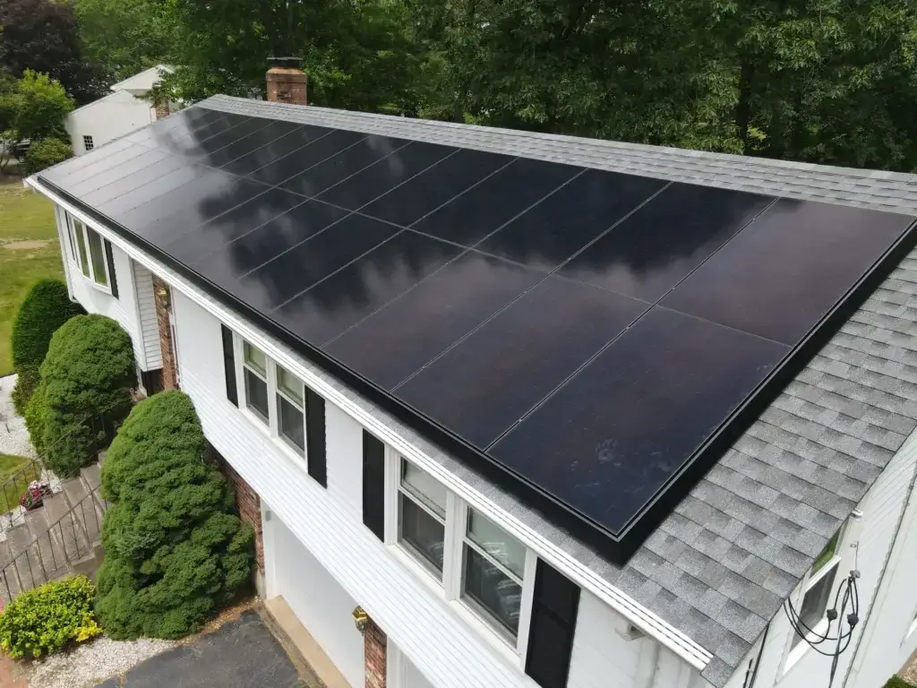 Solar panel installation in Vernon, Connecticut.