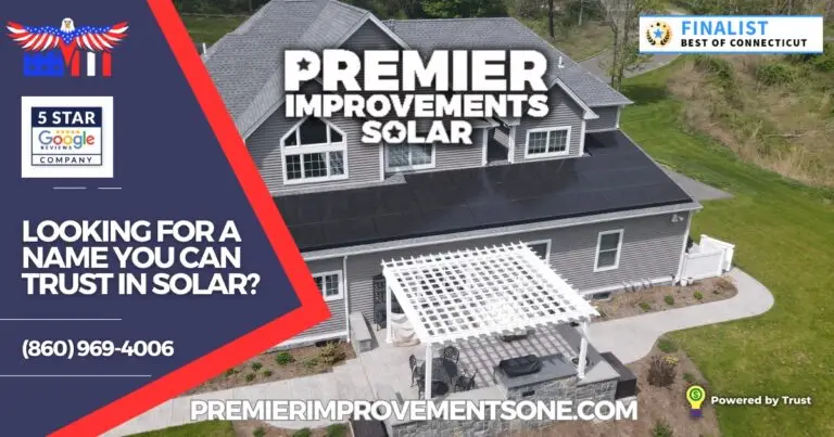 Connecticut home with solar panel installation by Premier Improvements Solar, a top-rated local solar company known for trusted service and 5-star reviews.