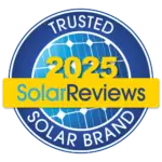 2025 SolarReviews Trusted Solar Brand badge recognizing Premier Improvements Solar as a top-rated solar company in Connecticut